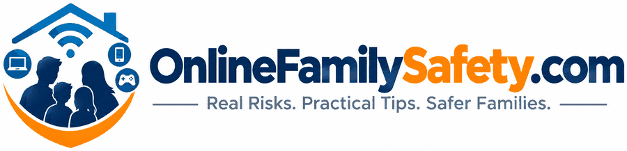 OnlineFamilySafety.com logo: Real Risks. Practical Tips. Safer Families.